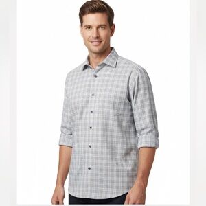 John Varvatos-Men's Gray Plaid Shirt